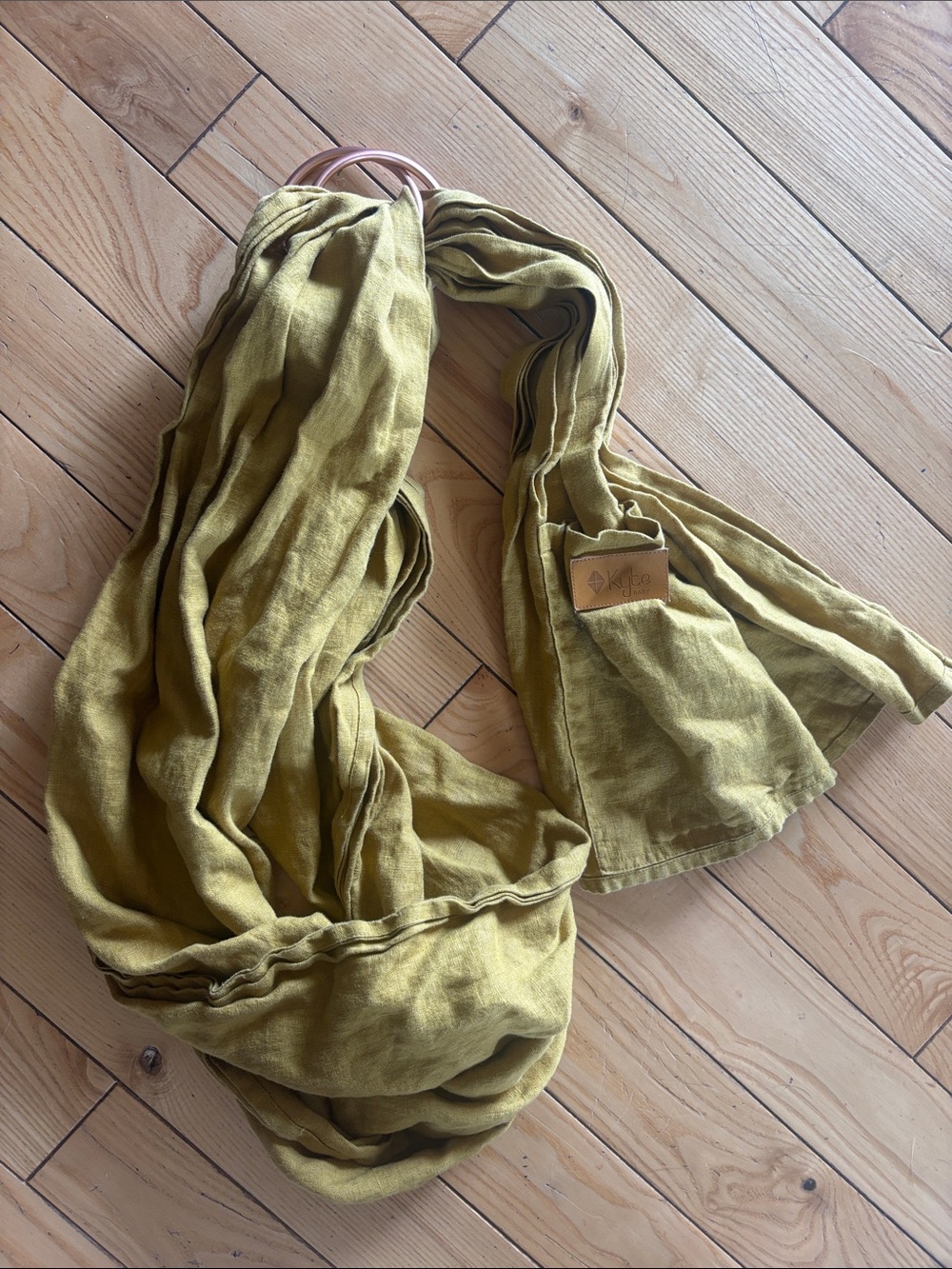 Kyte BABY Olive Linen Ring Sling with Metal Rings